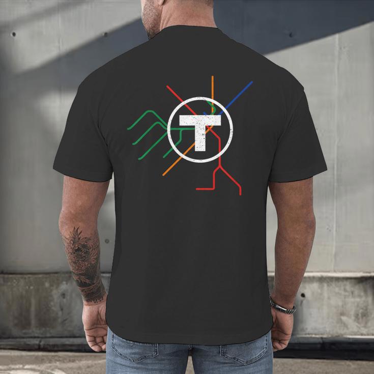 Boston T Subway Map Vintage MBTA Men's Back Print T-Shirt, gift for family, gift for coworker