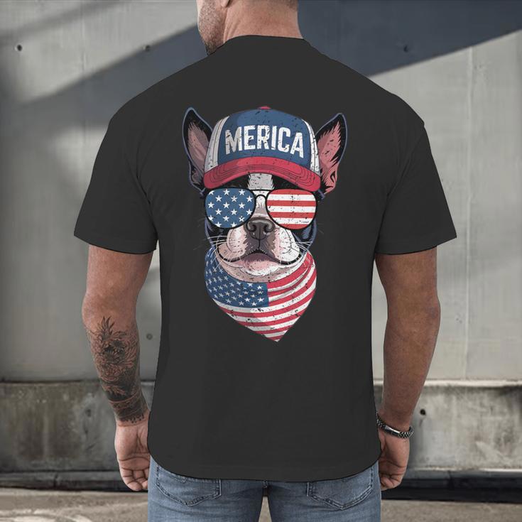 Boston Terrier 4th Of July US Merica Bostie Dog Patriotic For Men Women Kids Men's Back Print T-Shirt, gift for family, gift for coworker
