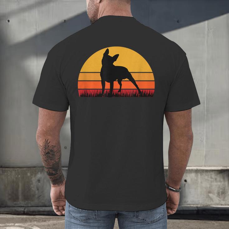 Boston Terrier Bostie Sunset Retro Dog Pet Mom Dad Men's Back Print T-Shirt, gift for family, gift for coworker