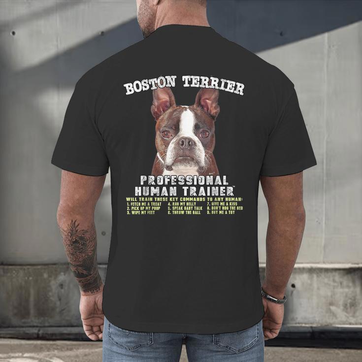 Boston Terrier Brindle Dog Professional Human Trainer Men's Back Print T-Shirt, gift for family, gift for coworker