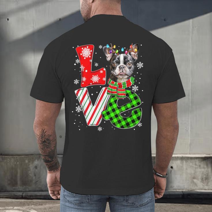 Boston Terrier Christmas Tree Lights Santa Dog Xmas For Men Women Kids Men's Back Print T-Shirt, gift for family, gift for coworker