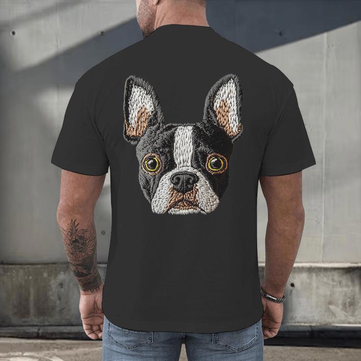 Boston Terrier Cute Puppy Face Dog Lover Pet Owner Men's Back Print T-Shirt, gift for family, gift for coworker