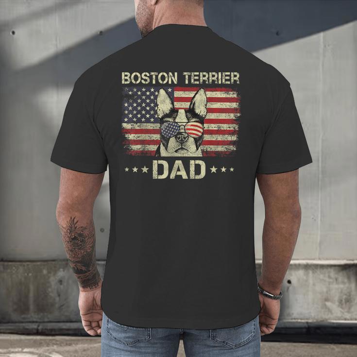 Boston Terrier Dad Dog Lovers American Flag 4th Of July For Women Men Men's Back Print T-Shirt, gift for family, gift for coworker