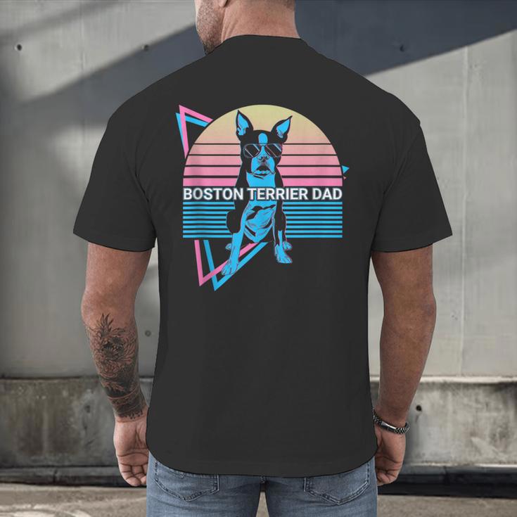 Boston Terrier Dad Retro Men's Back Print T-Shirt, gift for family, gift for coworker