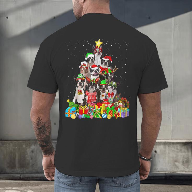 Boston Terrier Dog Christmas Tree Lights Xmas Pajama For Men Women Kids Men's Back Print T-Shirt, gift for family, gift for coworker
