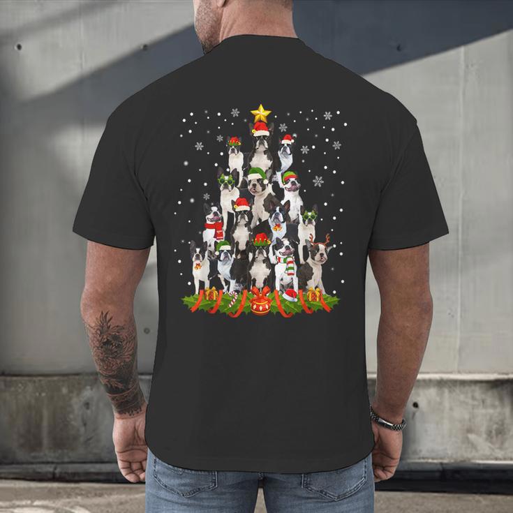 Boston Terrier Dog Christmas Tree Santa Hat Xmas Pajama Men Women Kids Men's Back Print T-Shirt, gift for family, gift for coworker