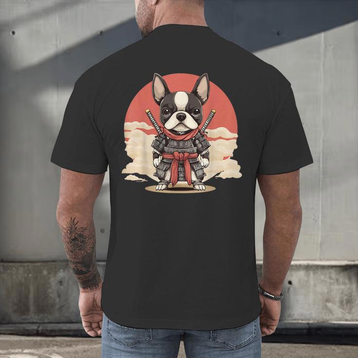 Boston Terrier Dog Japanese Style Samurai Dogs Men's Back Print T-Shirt, gift for family, gift for coworker
