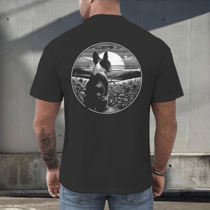 Boston Terrier Dog Nature Scene Graphic Art Men Women Girls Kids Men's Back Print T-Shirt, gift for family, gift for coworker