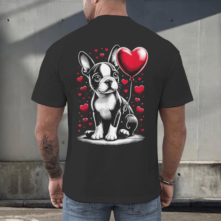 Boston Terrier Dog Valentine's Day Dog Owner Men's Back Print T-Shirt, gift for family, gift for coworker