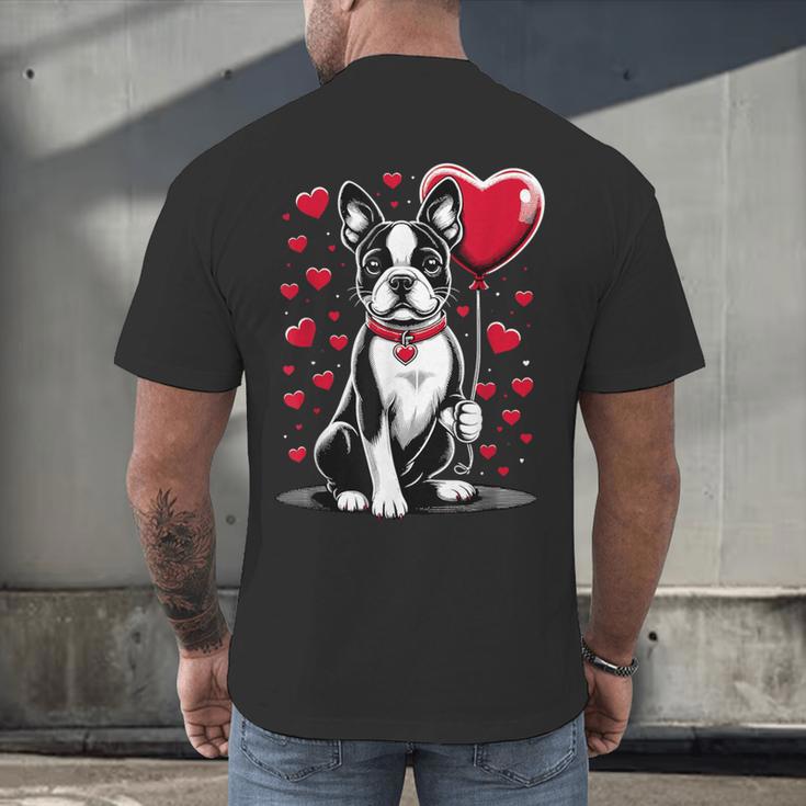 Boston Terrier Dog Valentine's Day Dog Owner Valentine Men's Back Print T-Shirt, gift for family, gift for coworker