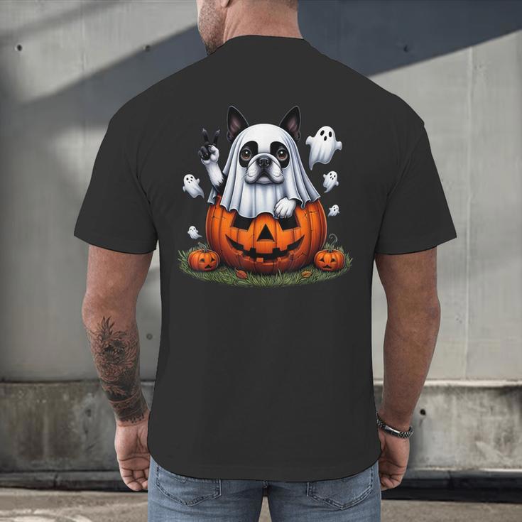 Boston Terrier Ghost Boo Halloween Kids Men's Back Print T-Shirt, gift for family, gift for coworker