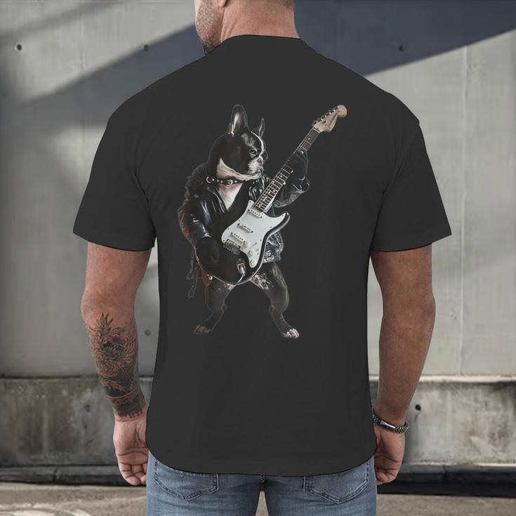 Boston Terrier Guitar Men's Back Print T-Shirt, gift for family, gift for coworker