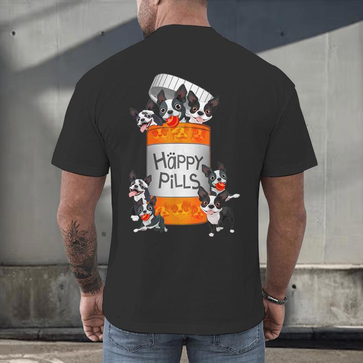 Boston Terrier Happy Pills T-Shirt Men's Back Print T-Shirt, gift for family, gift for coworker