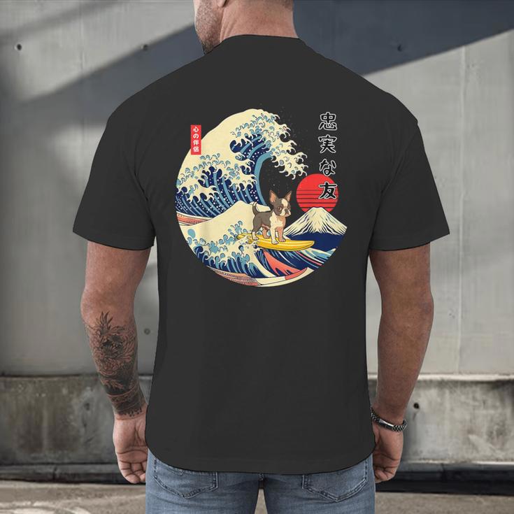 Boston Terrier Japanese Kanagawa Wave Surf Loyal Dog Men Women Kids Men's Back Print T-Shirt, gift for family, gift for coworker