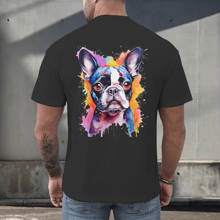 Boston Terrier Lover Pop Art Color Boston Terrier Dog For Men Women Girls Kids Men's Back Print T-Shirt, gift for family, gift for coworker
