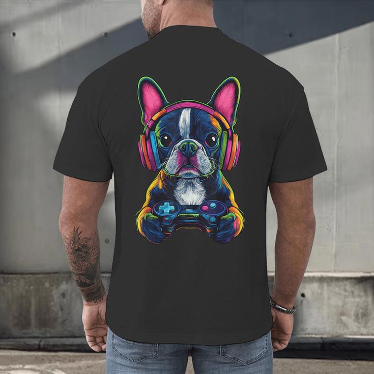 Boston Terrier Lovers Gaming Headphones Boston Terrier Men's Back Print T-Shirt, gift for family, gift for coworker