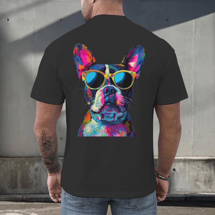 Boston Terrier Lovers Pop Art Boston Terrier Men's Back Print T-Shirt, gift for family, gift for coworker
