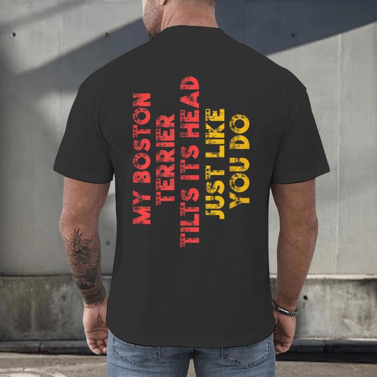 Boston Terrier Mom Dad Dog Lover Owner Women Men Men's Back Print T-Shirt, gift for family, gift for coworker