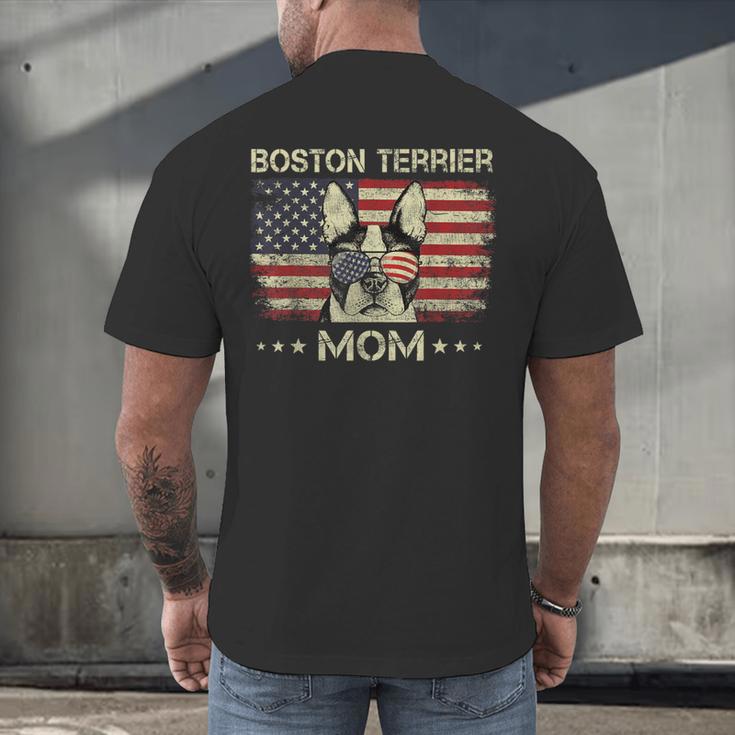 Boston Terrier Mom Dog Lovers American Flag 4th Of July Men's Back Print T-Shirt, gift for family, gift for coworker