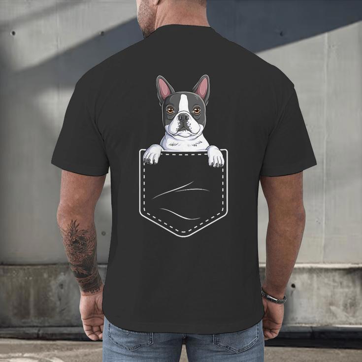 Boston Terrier In The Pocket Cute Boston Terrier Dog Lovers For Men Women Girls Kids Men's Back Print T-Shirt, gift for family, gift for coworker