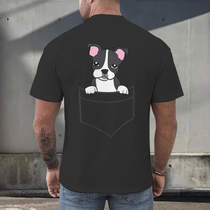 Boston Terrier In The Pocket Cute Pocket Boston Terrier Men's Back Print T-Shirt, gift for family, gift for coworker