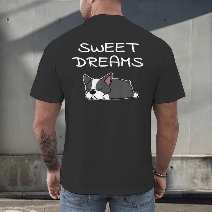 Boston Terrier Puppy Sweet Dreams Pajama For Bedtime Men's Back Print T-Shirt, gift for family, gift for coworker