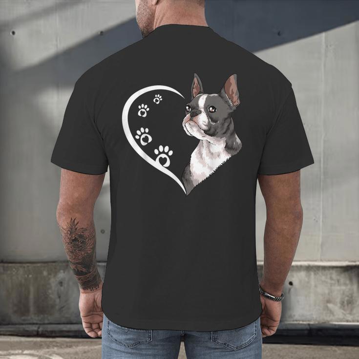 Boston Terrier Shirts For Women Girls Kids Heart Cute Men's Back Print T-Shirt, gift for family, gift for coworker