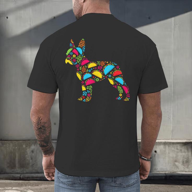 Boston Terrier Tacos Mexican Cinco De Mayo Taco Men's Back Print T-Shirt, gift for family, gift for coworker