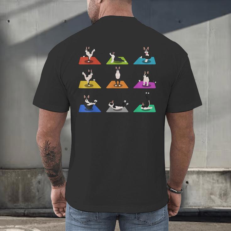 Boston Terriers Yoga Asana Pose And Meditation Men's Back Print T-Shirt, gift for family, gift for coworker