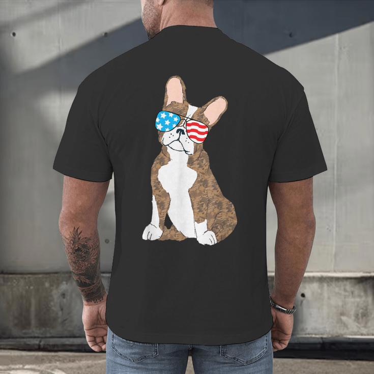 Brindle Boston Terrier Dog Patriotic Shirt USA Flag Men's Back Print T-Shirt, gift for family, gift for coworker