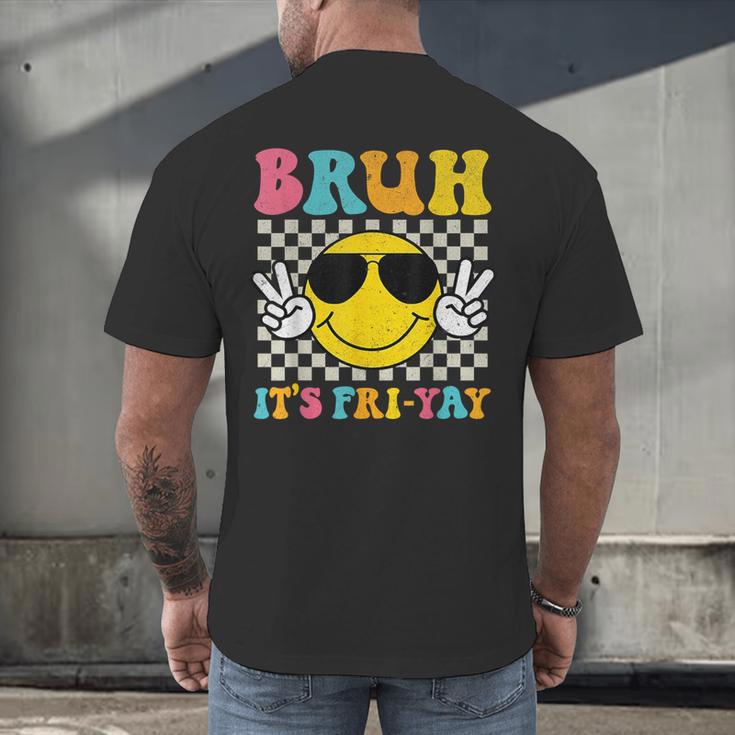 Bruh It's Fri-Yay Friday Weekend Smile Face Teacher Student Men's Back Print T-Shirt, gift for family, gift for coworker