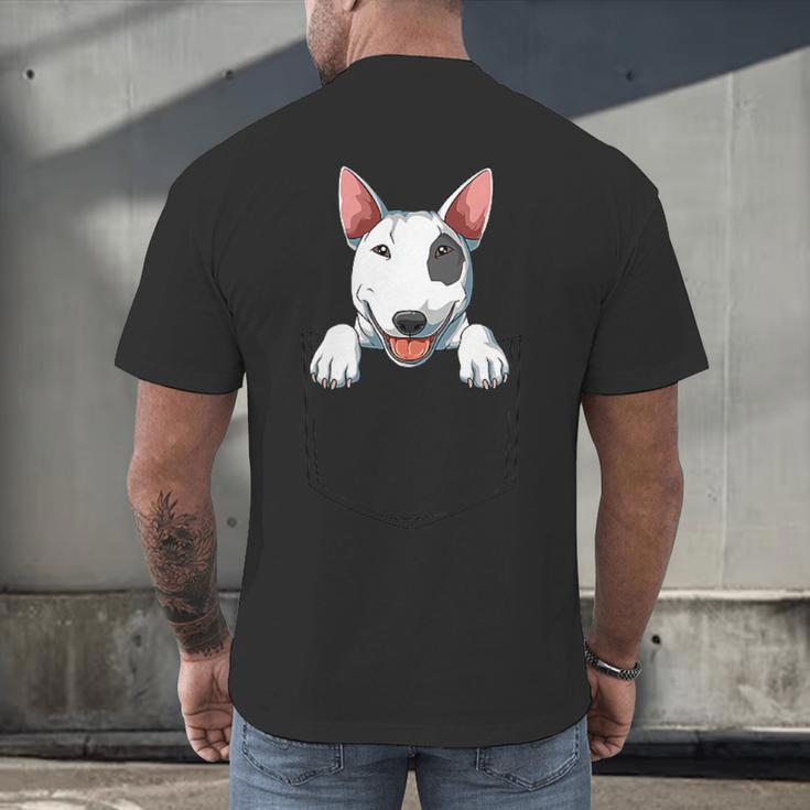 Bull Terrier Pocket Bull Terrier Peeking Out Pocket Men's Back Print T-Shirt, gift for family, gift for coworker