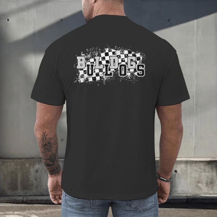 Bulldogs School Spirit Bulldog Pride Checkered Teacher Men's Back Print T-Shirt, gift for family, gift for coworker Bulldogs School Spirit Bulldog Pride Checkered Teacher Men's Back Print T-Shirt, gift for family, gift for coworker