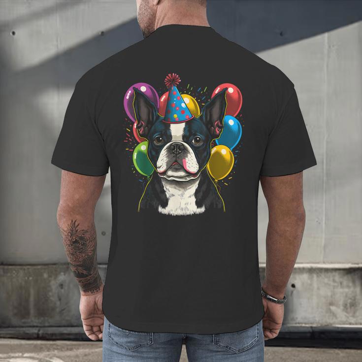 Celebration Event Birthday Party Boston Terrier Men's Back Print T-Shirt, gift for family, gift for coworker