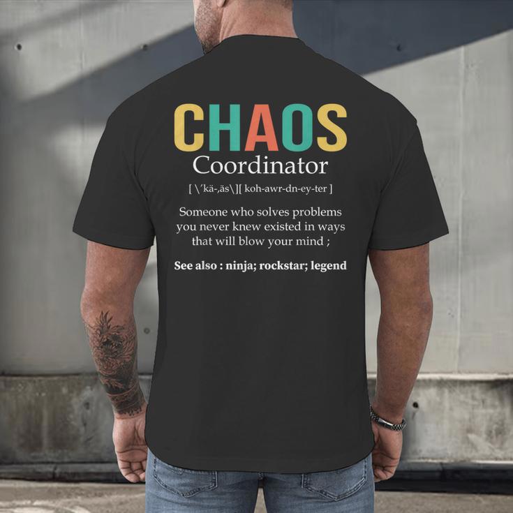 Chaos Coordinator Teacher Coworker Boss Appreciation Men's Back Print T-Shirt, gift for family, gift for coworker