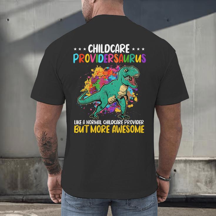 Childcare Providersaurus Daycare Teachers Men's Back Print T-Shirt, gift for family, gift for coworker