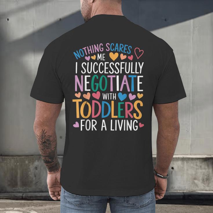 Childcare Teacher Negotiate With Toddlers Daycare Provider Men's Back Print T-Shirt, gift for family, gift for coworker Childcare Teacher Negotiate With Toddlers Daycare Provider Men's Back Print T-Shirt, gift for family, gift for coworker