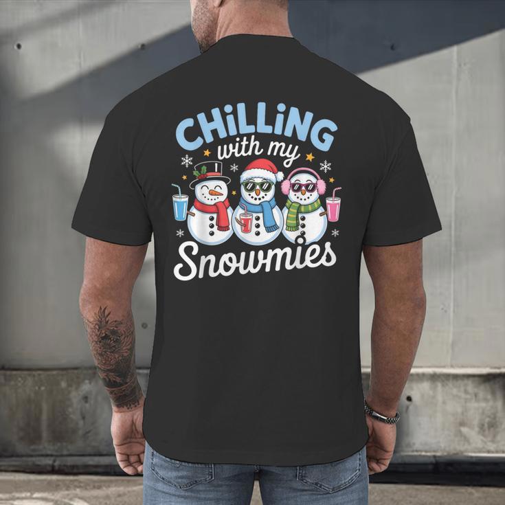 Chillin With My Snowmie Women Christmas Snowman Teacher Snow Men's Back Print T-Shirt, gift for family, gift for coworker Chillin With My Snowmie Women Christmas Snowman Teacher Snow Men's Back Print T-Shirt, gift for family, gift for coworker