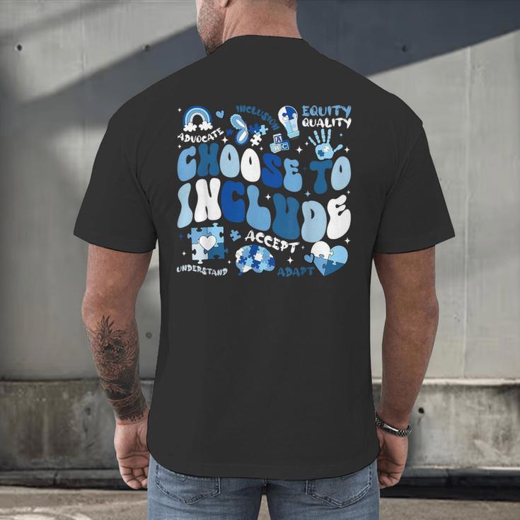 Choose To Include Inclusion Matters Autism Awareness Teacher Men's Back Print T-Shirt, gift for family, gift for coworker