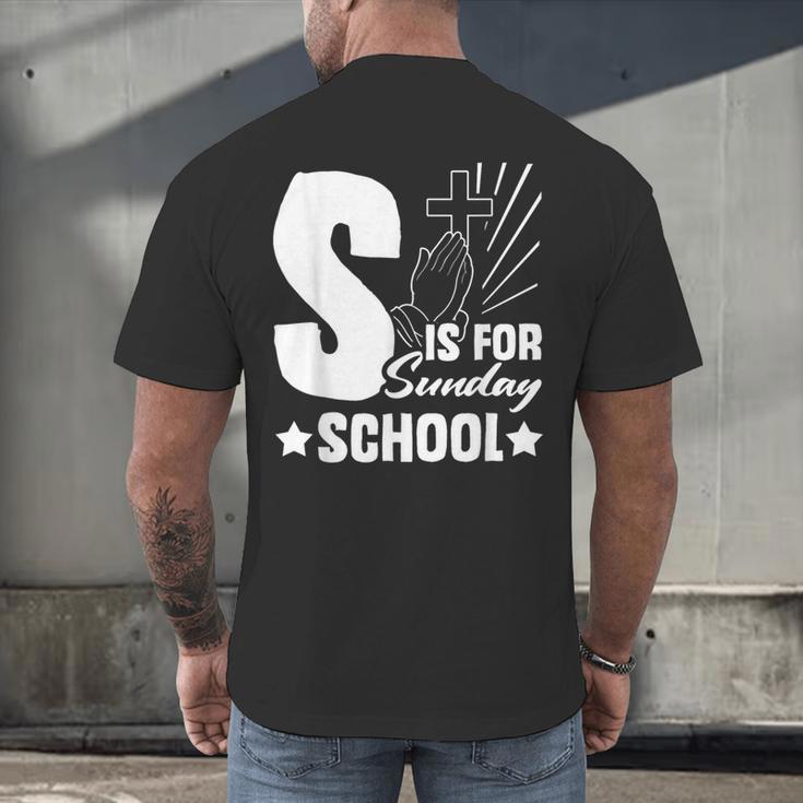 Christian Teacher S Is For Sunday School Essentials Men's Back Print T-Shirt, gift for family, gift for coworker