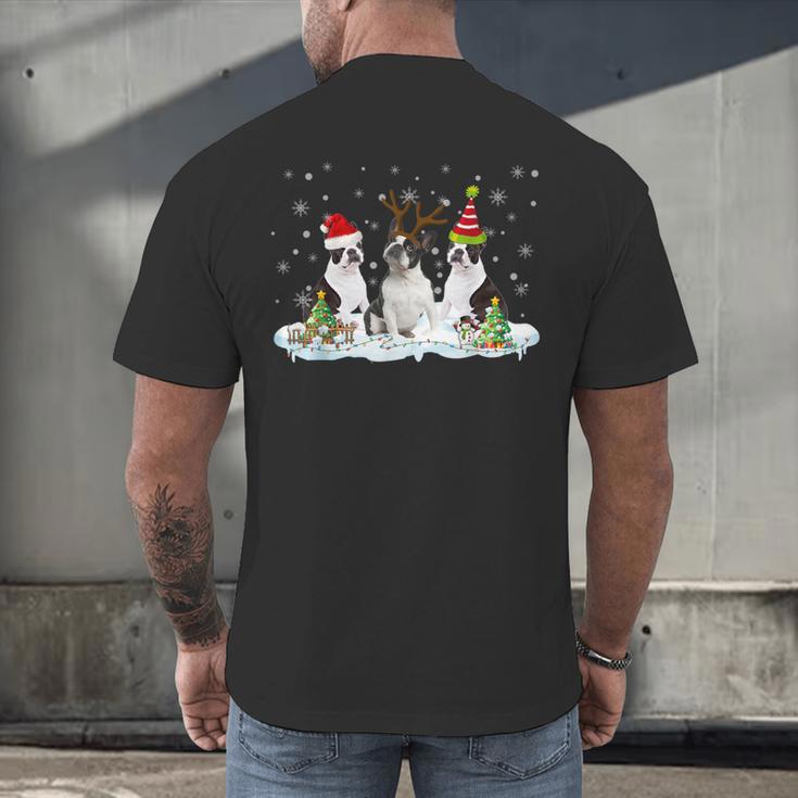 Christmas Boston Terrier Santa Dog Lover Men's Back Print T-Shirt, gift for family, gift for coworker