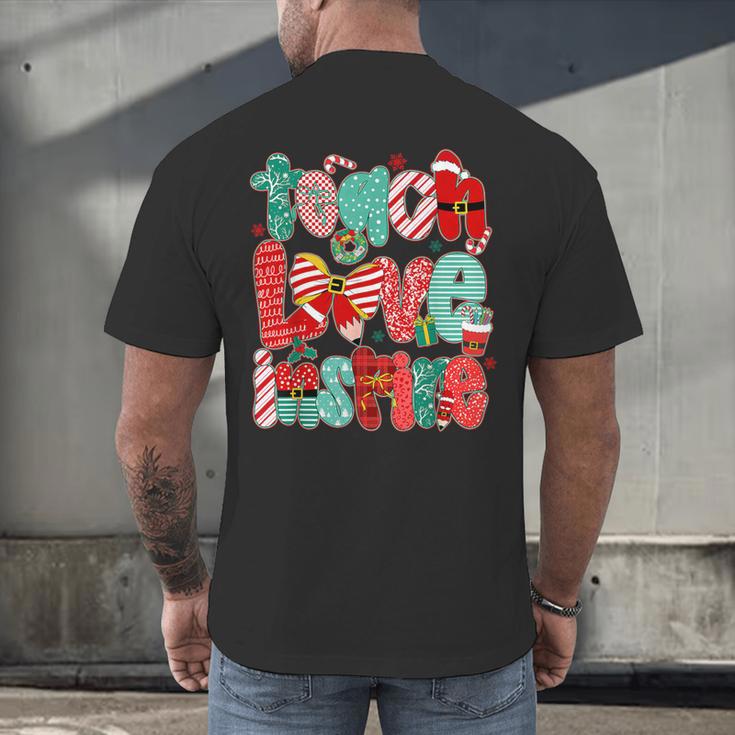 Christmas Coquette Bow Teacher Teach Love Inspire Men's Back Print T-Shirt, gift for family, gift for coworker