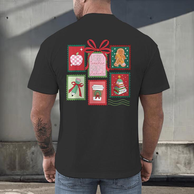 Christmas Teacher Stamps Men's Back Print T-Shirt, gift for family, gift for coworker