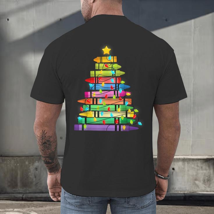 Christmas Tree Made Of Crayons School Teacher Life Student Men's Back Print T-Shirt, gift for family, gift for coworker Christmas Tree Made Of Crayons School Teacher Life Student Men's Back Print T-Shirt, gift for family, gift for coworker