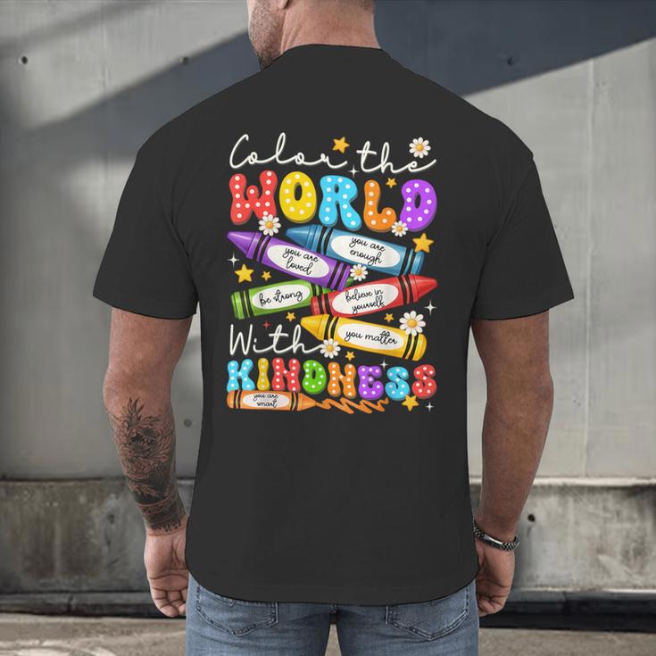 Color The World With Kindness Crayon Positivity Teacher Men's Back Print T-Shirt, gift for family, gift for coworker Color The World With Kindness Crayon Positivity Teacher Men's Back Print T-Shirt, gift for family, gift for coworker
