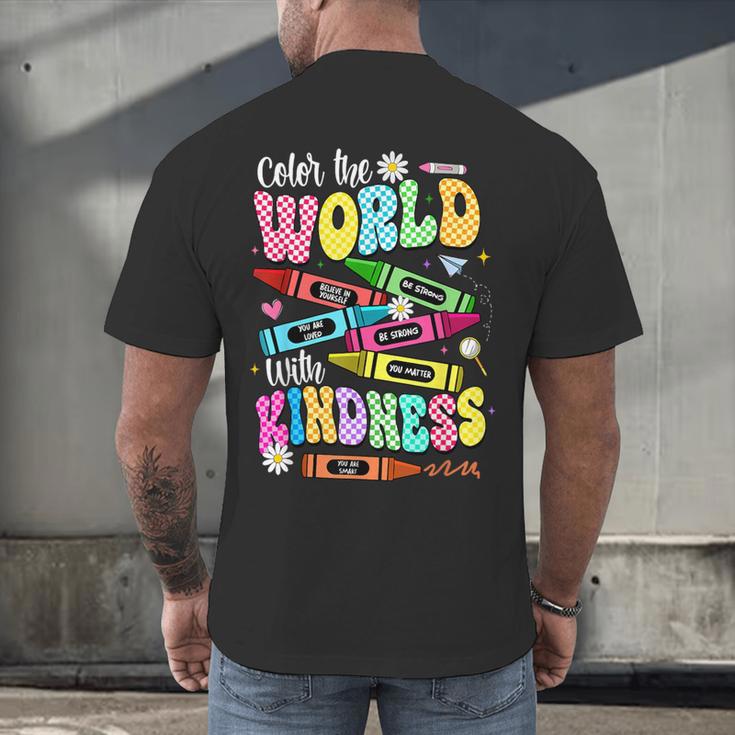Color The World With Kindness Teacher Back To School Men's Back Print T-Shirt, gift for family, gift for coworker Color The World With Kindness Teacher Back To School Men's Back Print T-Shirt, gift for family, gift for coworker