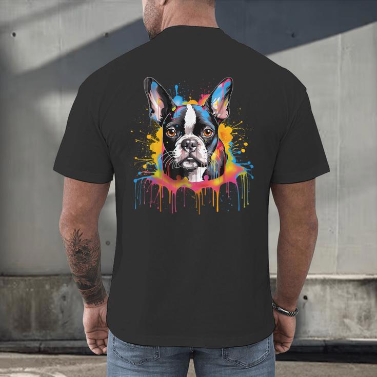 Colorful Boston Terrier Dog For Men Women Kids Men's Back Print T-Shirt, gift for family, gift for coworker