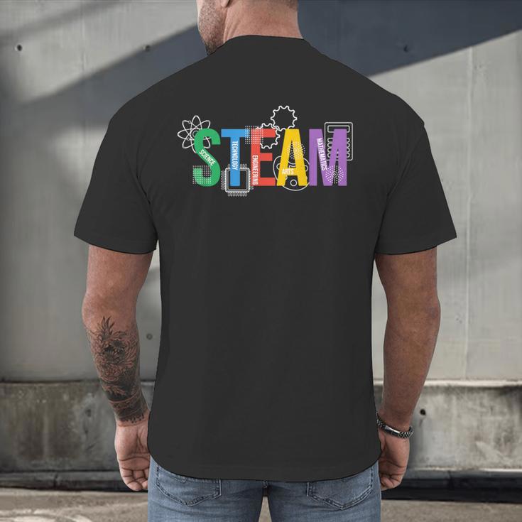 Colorful Steam Letters For Steam Program Teacher And Student Men's Back Print T-Shirt, gift for family, gift for coworker
