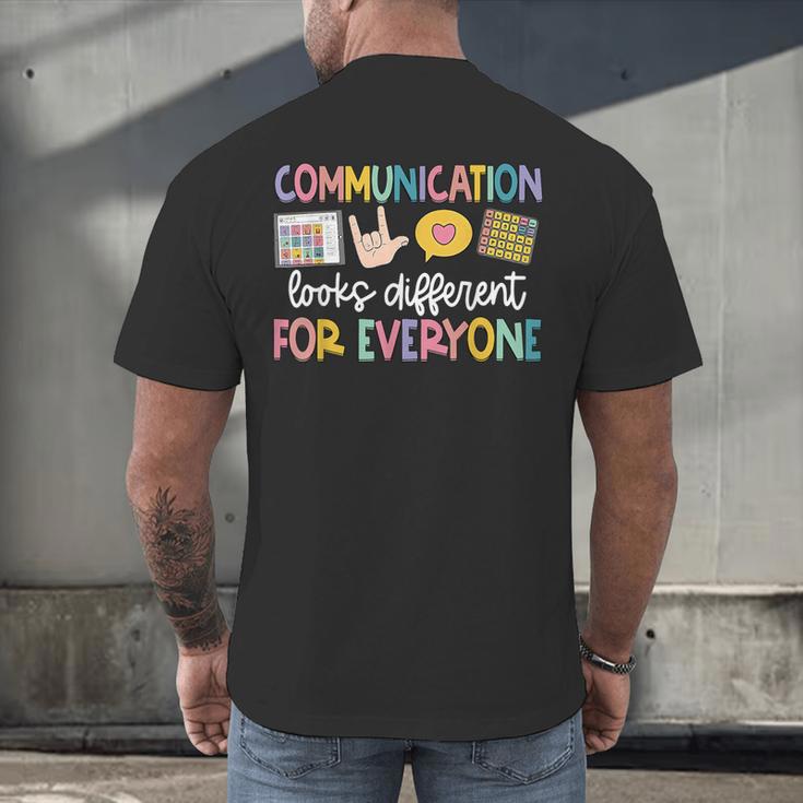 Communication Looks Different Tee Shirt Kids -Adults Teacher Animal Print Small Short Sleeve Classic Fit Crew Neck Polyester 100 Men's Back Print T-Shirt, gift for family, gift for coworker