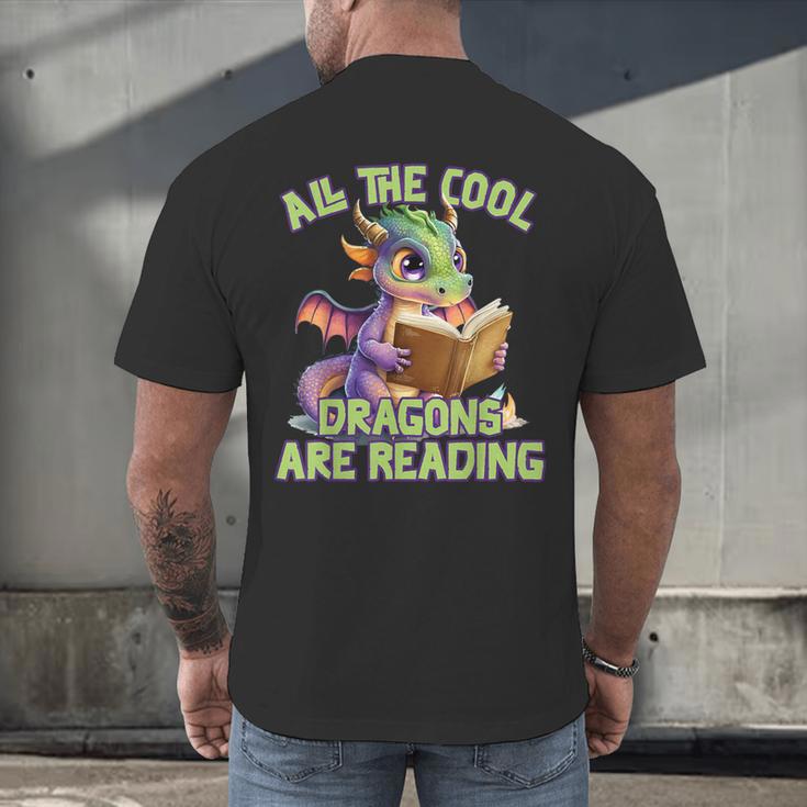 All The Cool Dragons Are Reading Dragon Teacher Men's Back Print T-Shirt, gift for family, gift for coworker